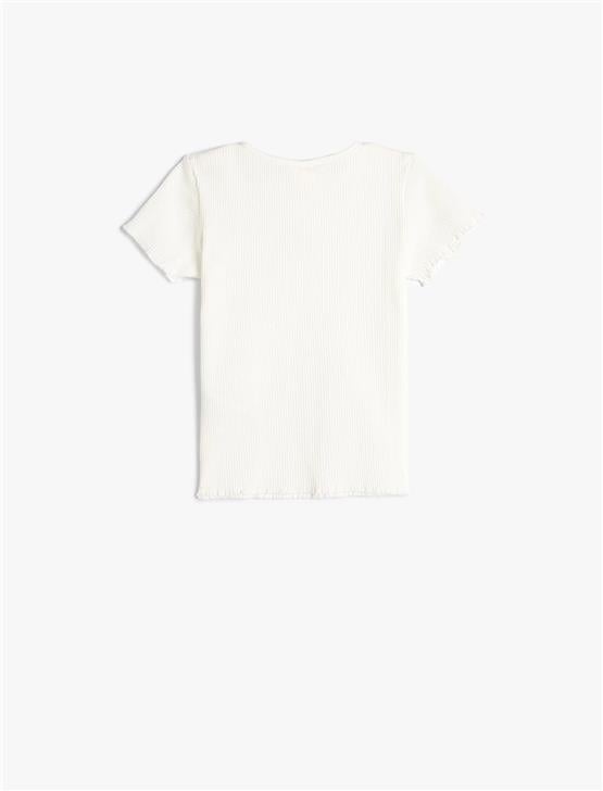Koton 4Smg10086Ak 010 Ekru Kız Bebek Jersey Kısa Kollu T-Shirt