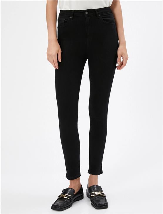 Koton 4Wal40024Mw 999 Siyah Kadın Pamuk Woven Bottoms Pantolon