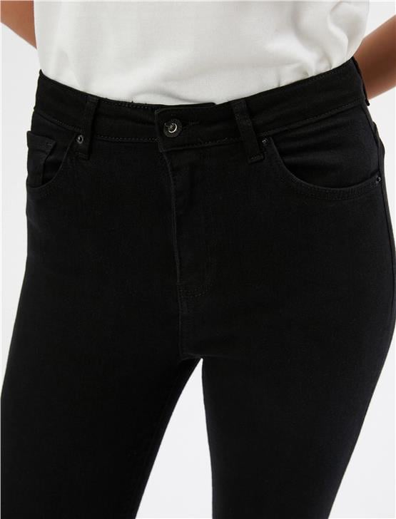 Koton 4Wal40024Mw 999 Siyah Kadın Pamuk Woven Bottoms Pantolon