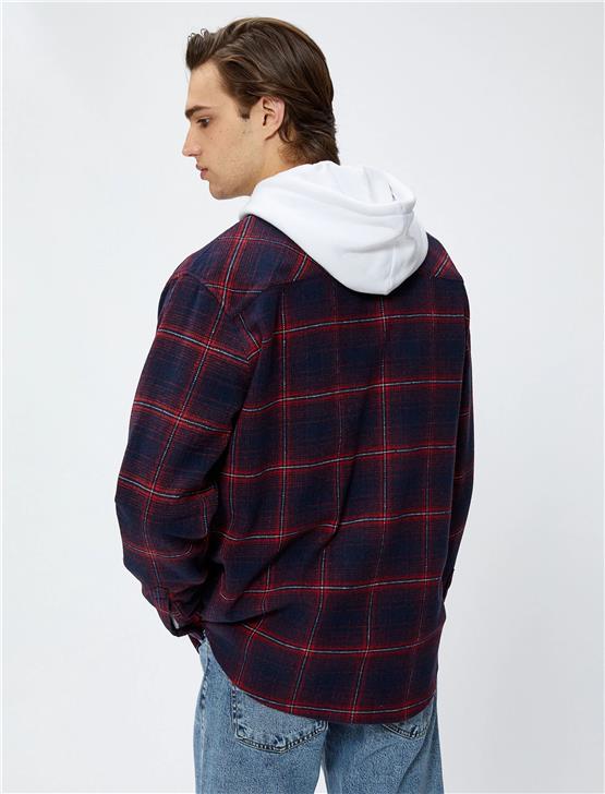 Koton 4Wam60005Hw 4C1 Kırmızı Ekose Erkek Akrilik Woven Tops Uzun Kollu Gömlek