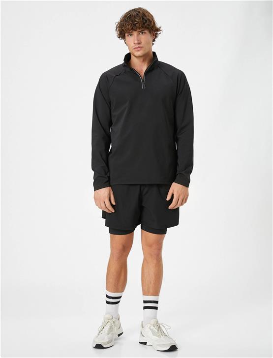 Koton 4Wam70010Nk 999 Sıyah Erkek Jersey Sweatshırt