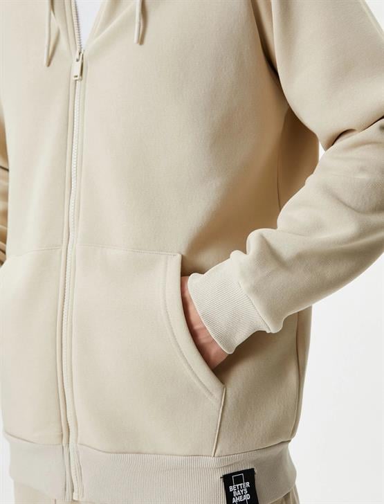 Koton 4Wam70029Mk 057 Bej Erkek Pamuk Jersey Sweatshirt