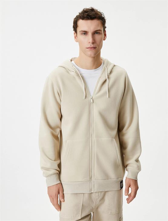Koton 4Wam70029Mk 057 Bej Erkek Pamuk Jersey Sweatshirt