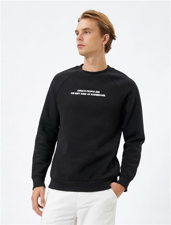 Koton 4Wam70052Mk 999 Siyah Erkek Pamuk Jersey Sweatshirt