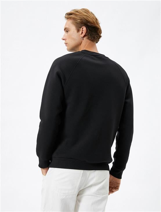 Koton 4Wam70052Mk 999 Siyah Erkek Pamuk Jersey Sweatshirt