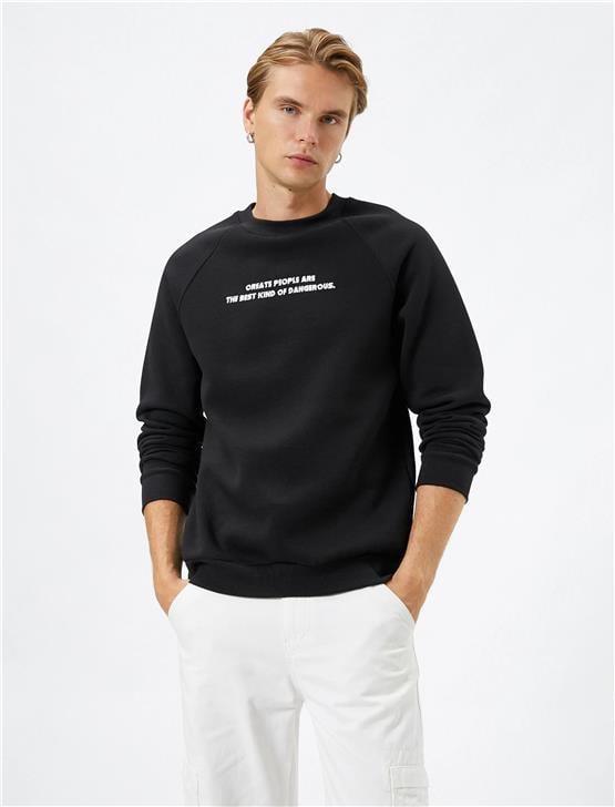 Koton 4Wam70052Mk 999 Siyah Erkek Pamuk Jersey Sweatshirt