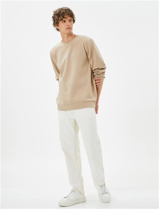 Koton 4Wam70059Mk 053 Bej Erkek Akrilik Jersey Kazak