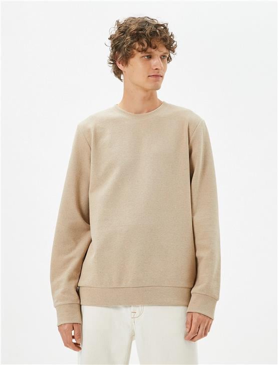 Koton 4Wam70059Mk 053 Bej Erkek Akrilik Jersey Kazak