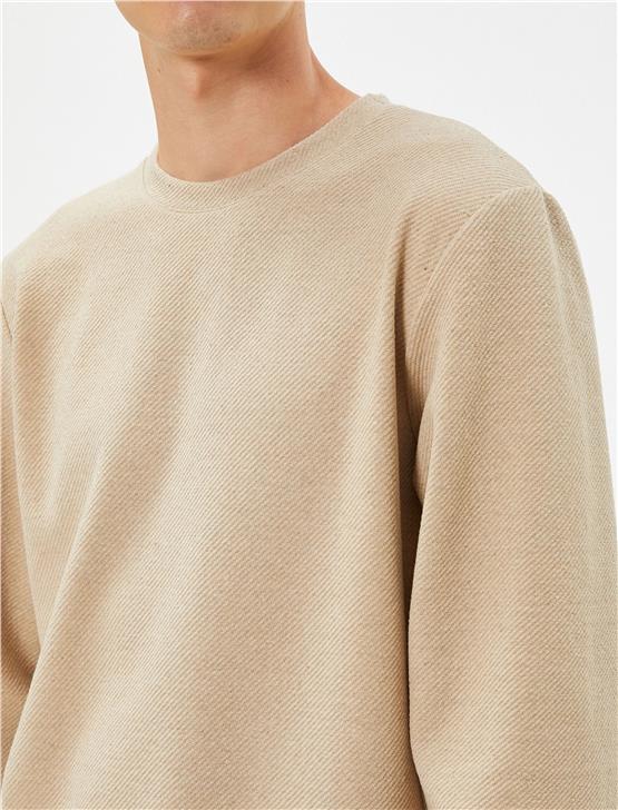 Koton 4Wam70059Mk 053 Bej Erkek Akrilik Jersey Kazak