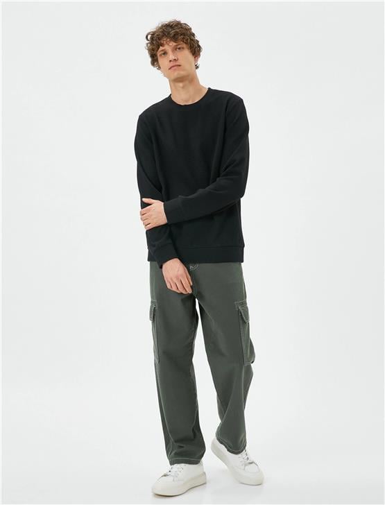 Koton  4Wam70059Mk 999 Siyah Erkek Akrilik Jersey Kazak