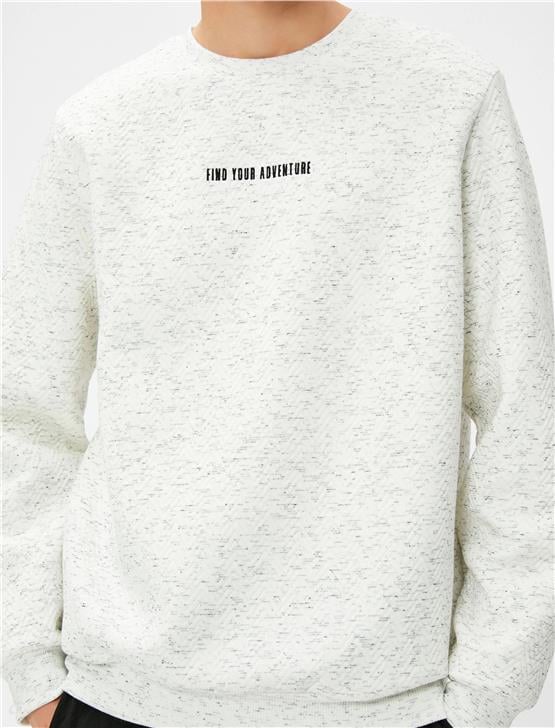 Koton 4Wam70083Mk 000 Beyaz Erkek Pamuk Jersey Sweatshirt