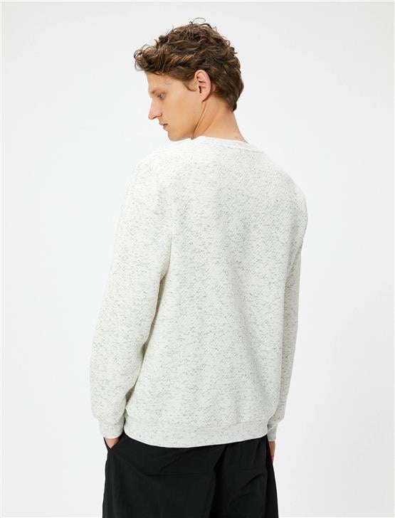 Koton 4Wam70083Mk 000 Beyaz Erkek Pamuk Jersey Sweatshirt