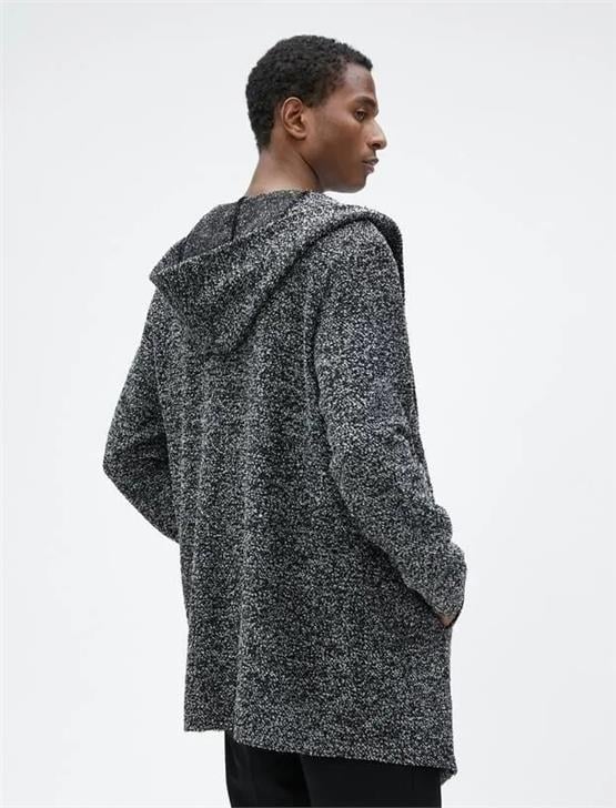 Koton 4Wam90002Mk 047 Antrasit Erkek Uzun Kapşonlu Hırka