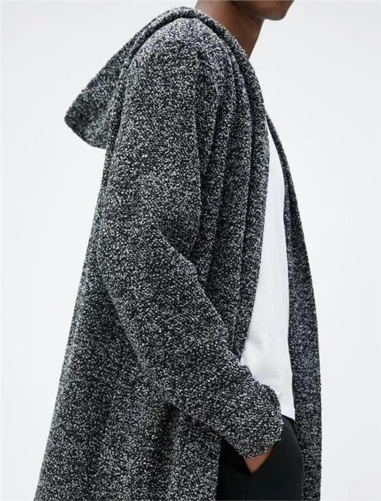 Koton 4Wam90002Mk 047 Antrasit Erkek Uzun Kapşonlu Hırka