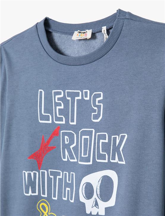 Koton 4Wkb10064Tk 601 Mavi Erkek Çocuk Jersey Sweatshırt