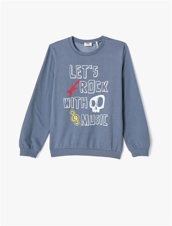 Koton 4Wkb10064Tk 601 Mavi Erkek Çocuk Jersey Sweatshırt