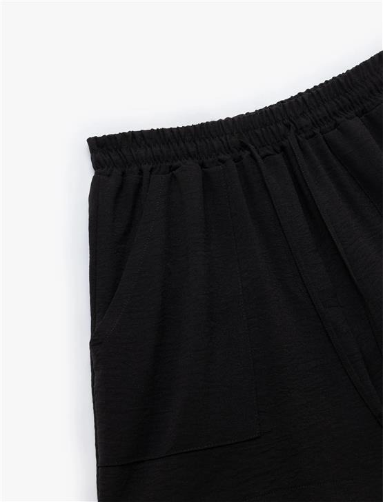 Koton 5Sak40083Pw 999 Sıyah Kadın Elastomultıester Dokuma Short