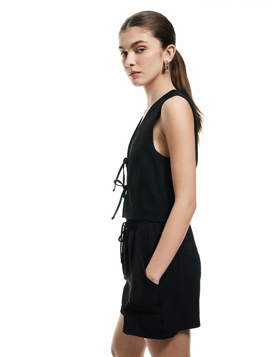 Koton 5Sak40083Pw 999 Sıyah Kadın Elastomultıester Dokuma Short