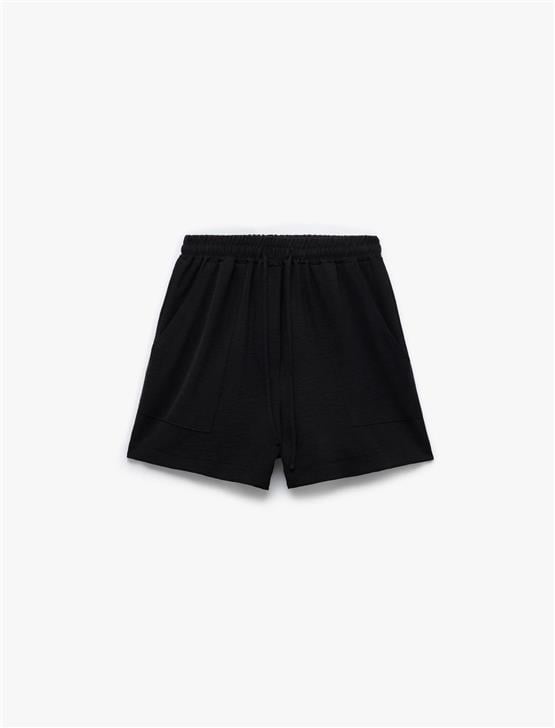 Koton 5Sak40083Pw 999 Sıyah Kadın Elastomultıester Dokuma Short