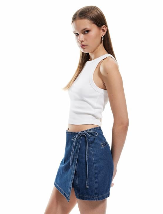 Koton 5Sal40010Md Drk Koyu Indıgo Kadın Pamuk Denım Short