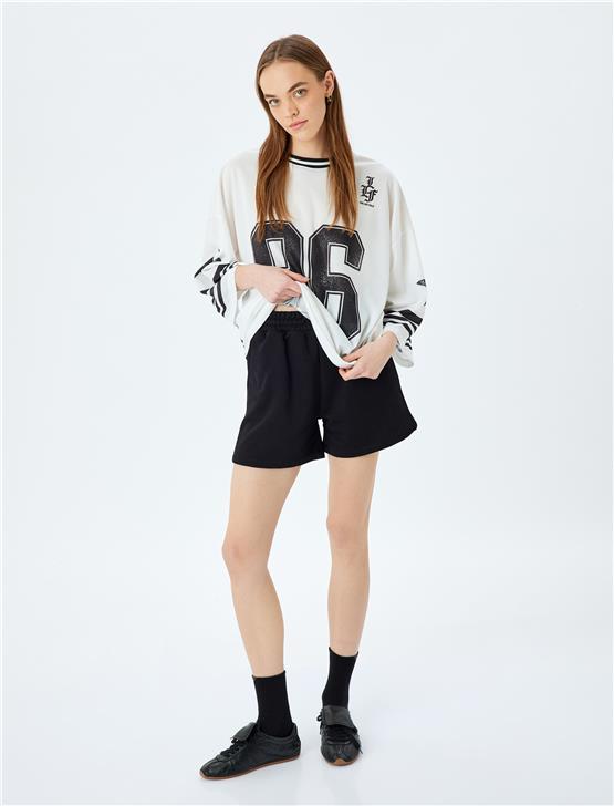 Koton 5Sal40020Ik 999 Sıyah Genc Kız Pamuk Jersey Short