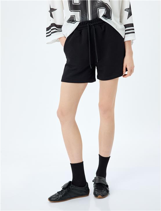 Koton 5Sal40020Ik 999 Sıyah Genc Kız Pamuk Jersey Short