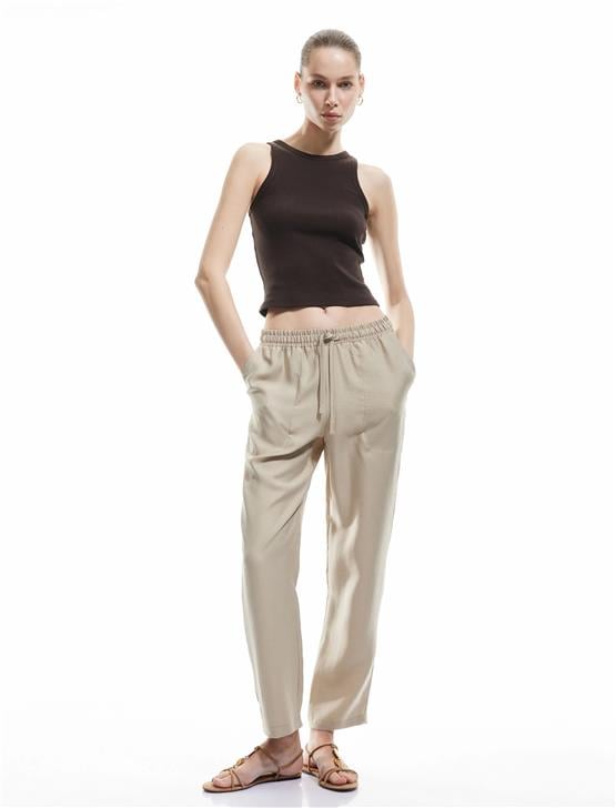 Koton 5Sal40062Iw 050 Bej Genc Kız Lyocell Dokuma Pantolon