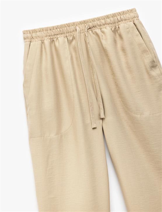 Koton 5Sal40062Iw 050 Bej Genc Kız Lyocell Dokuma Pantolon