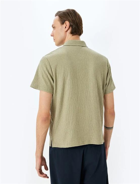 Koton 5Sam10001Mk 786 Yesıl Erkek Pamuk Jersey Kısa Kollu Polo T-Shırt