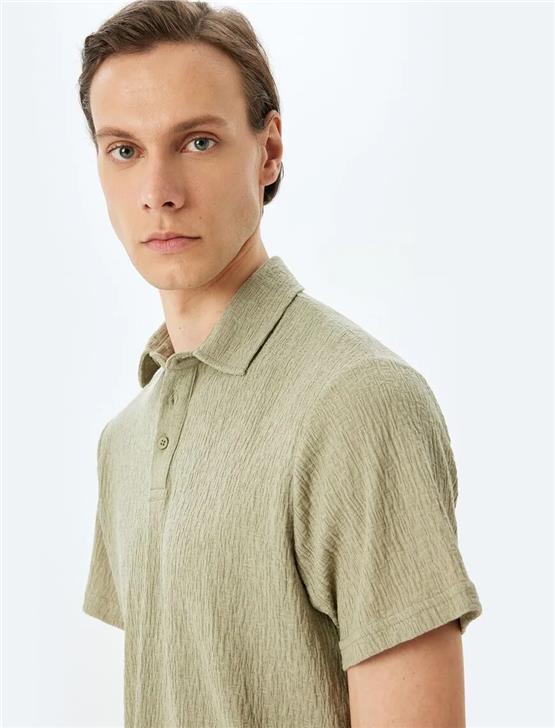 Koton 5Sam10001Mk 786 Yesıl Erkek Pamuk Jersey Kısa Kollu Polo T-Shırt