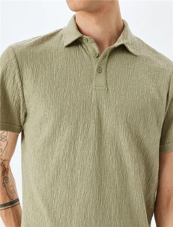 Koton 5Sam10001Mk 786 Yesıl Erkek Pamuk Jersey Kısa Kollu Polo T-Shırt