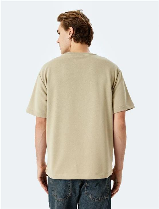 Koton 5Sam10013Hk 050 Bej Erkek Pamuk Jersey Kısa Kollu T-Shırt