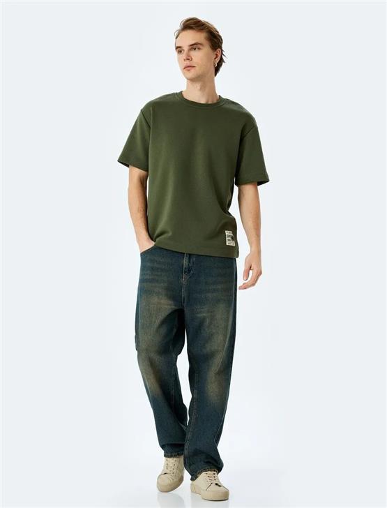 Koton 5Sam10013Hk 872 Hakı Erkek Pamuk Jersey Kısa Kollu T-Shırt