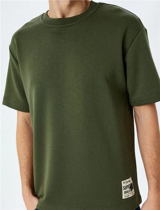 Koton 5Sam10013Hk 872 Hakı Erkek Pamuk Jersey Kısa Kollu T-Shırt