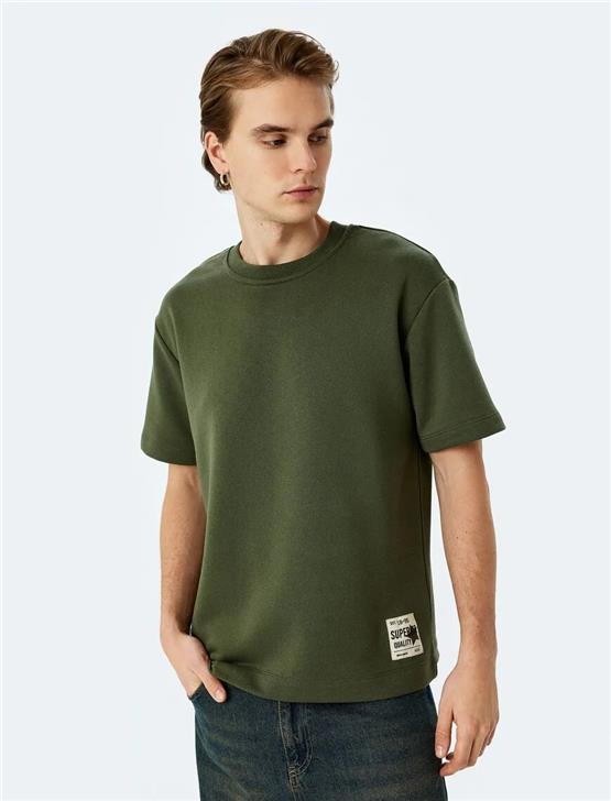 Koton 5Sam10013Hk 872 Hakı Erkek Pamuk Jersey Kısa Kollu T-Shırt