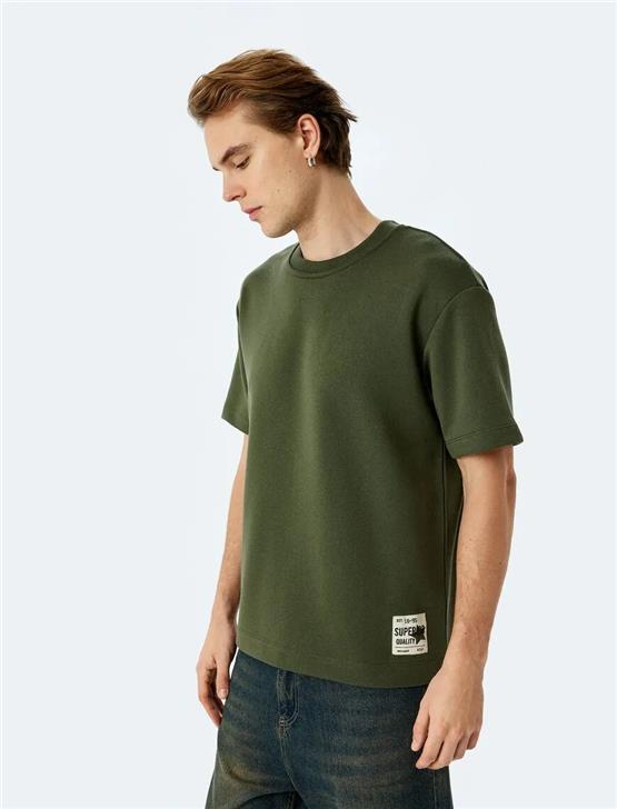 Koton 5Sam10013Hk 872 Hakı Erkek Pamuk Jersey Kısa Kollu T-Shırt