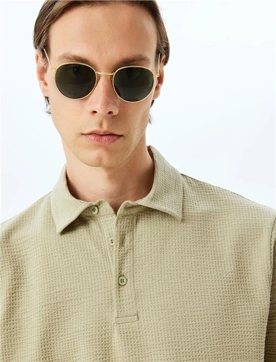 Koton 5Sam10014Mk 786 Yesıl Erkek Pamuk Jersey Kısa Kollu Polo T-Shırt