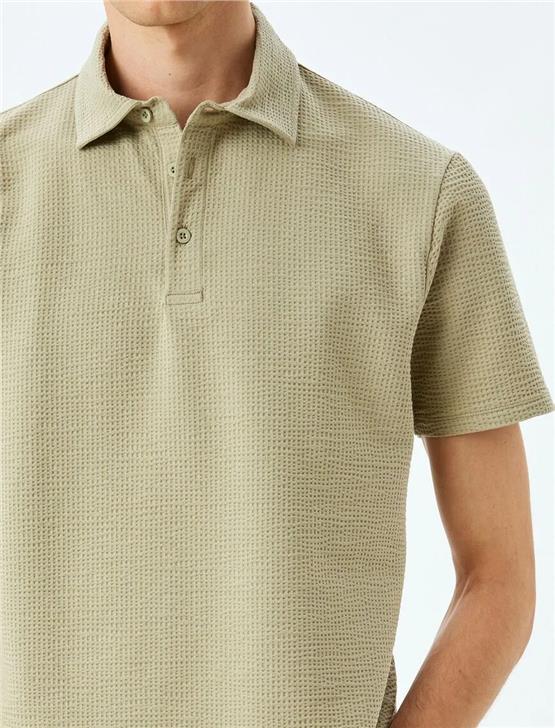 Koton 5Sam10014Mk 786 Yesıl Erkek Pamuk Jersey Kısa Kollu Polo T-Shırt