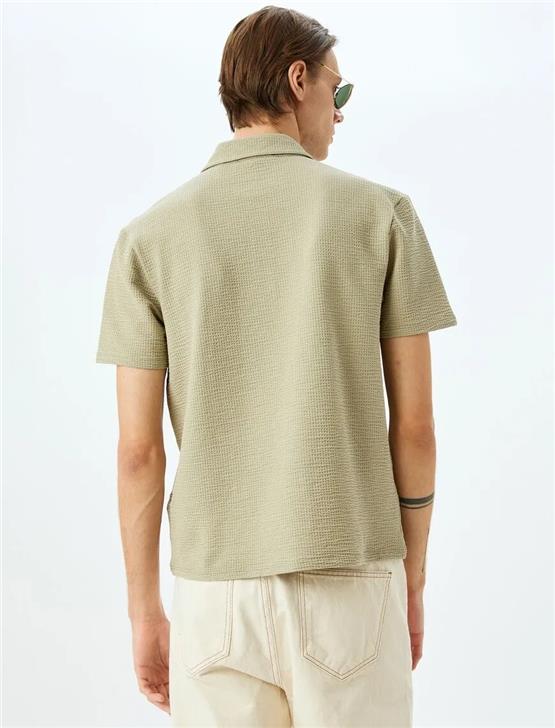 Koton 5Sam10014Mk 786 Yesıl Erkek Pamuk Jersey Kısa Kollu Polo T-Shırt