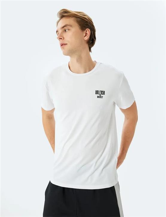 Koton 5Sam10016Nk 000 Beyaz Erkek Elastan Jersey Spor T-Shırt
