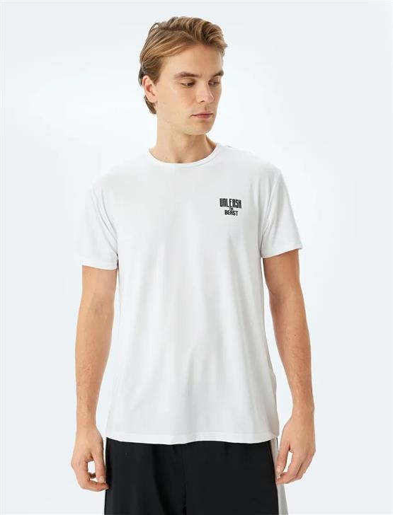 Koton 5Sam10016Nk 000 Beyaz Erkek Elastan Jersey Spor T-Shırt
