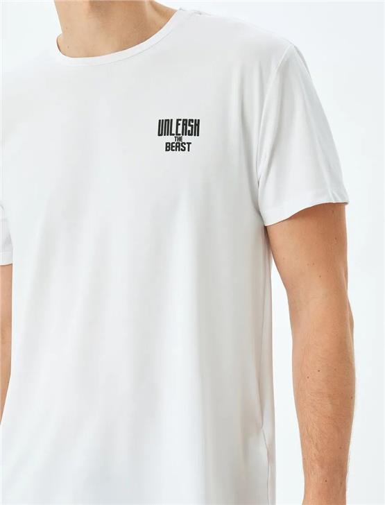 Koton 5Sam10016Nk 000 Beyaz Erkek Elastan Jersey Spor T-Shırt