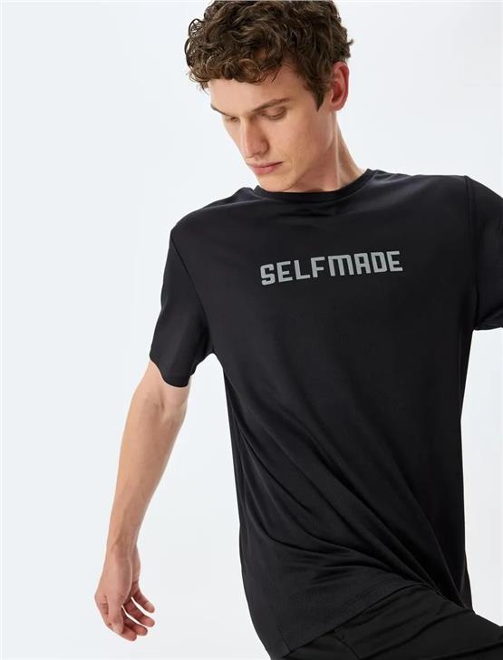 Koton 5Sam10018Nk 999 Sıyah Erkek Polyester Jersey Spor T-Shırt