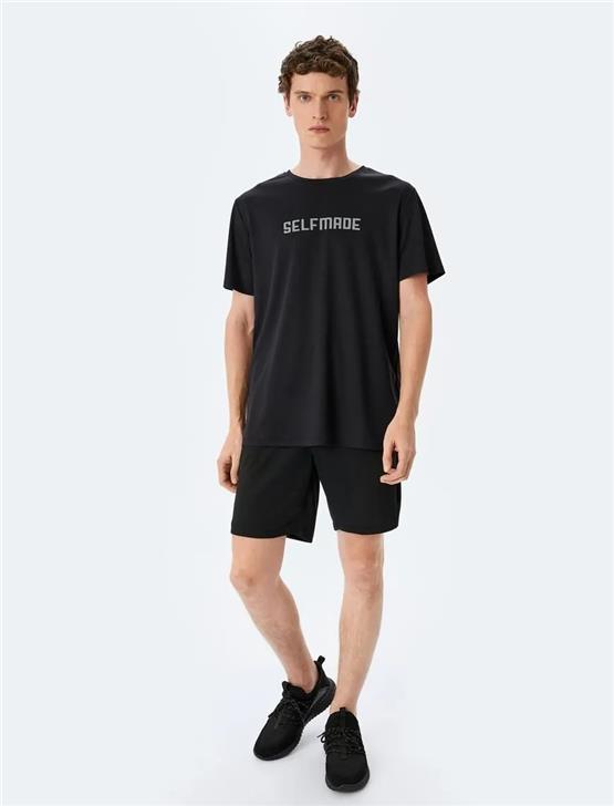 Koton 5Sam10018Nk 999 Sıyah Erkek Polyester Jersey Spor T-Shırt