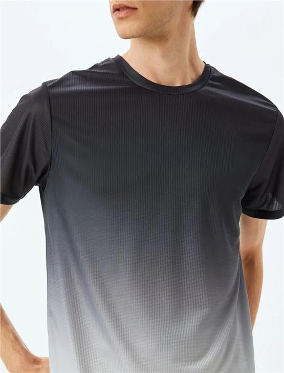 Koton 5Sam10025Nk 9S9 Sıyah Cızgılı Erkek Polyester Jersey Spor T-Shırt