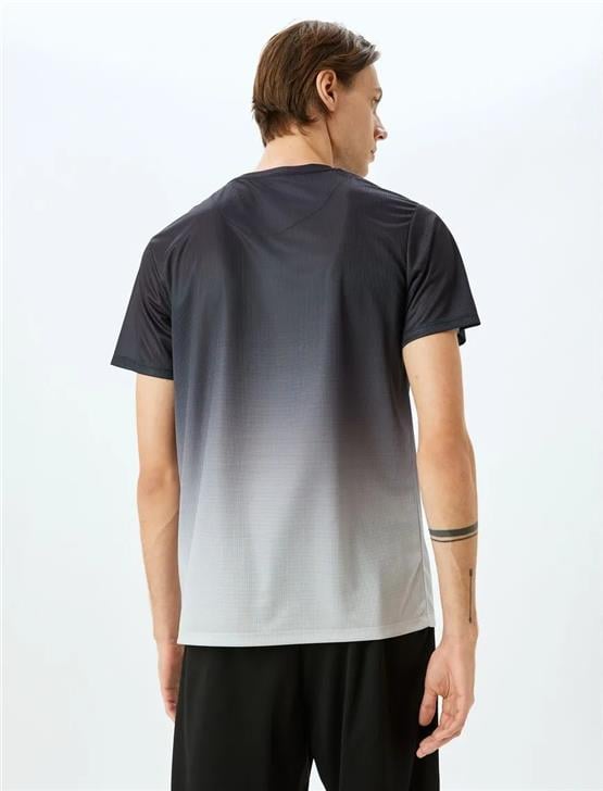 Koton 5Sam10025Nk 9S9 Sıyah Cızgılı Erkek Polyester Jersey Spor T-Shırt
