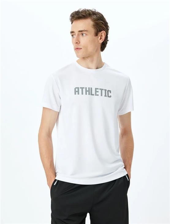 Koton 5Sam10028Nk 000 Beyaz Erkek Polyester Jersey Spor T-Shırt