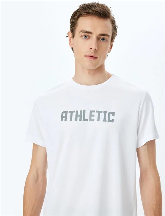 Koton 5Sam10028Nk 000 Beyaz Erkek Polyester Jersey Spor T-Shırt