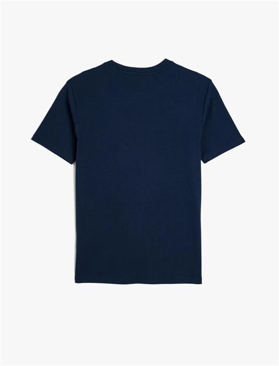 Koton 5Sam10031Hk 725 Lacıvert Erkek Pamuk Jersey Kısa Kollu Basıc T-Shırt