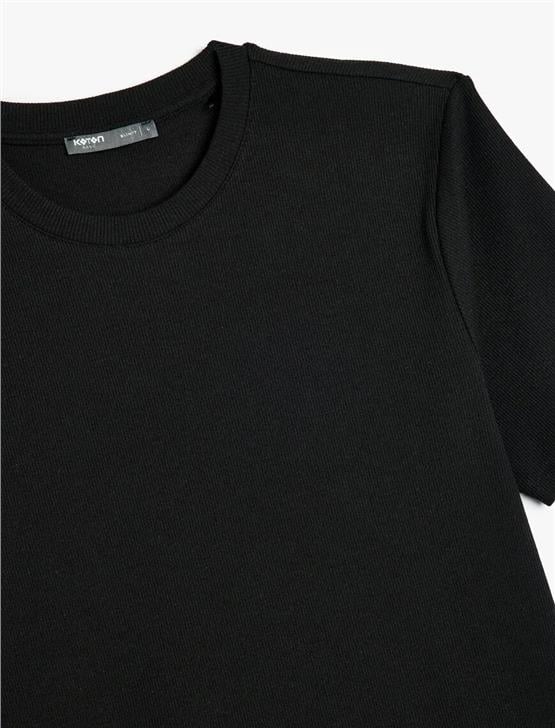 Koton 5Sam10031Hk 999 Sıyah Erkek Pamuk Jersey Kısa Kollu Basıc T-Shırt